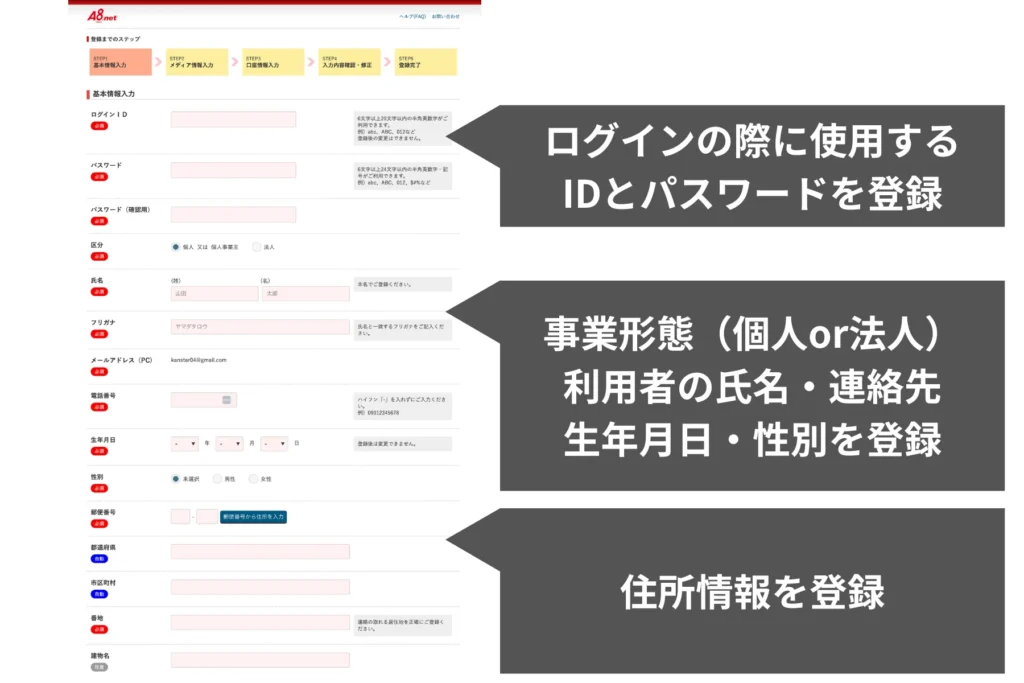 メール内のURLをクリックして、本登録の手続き